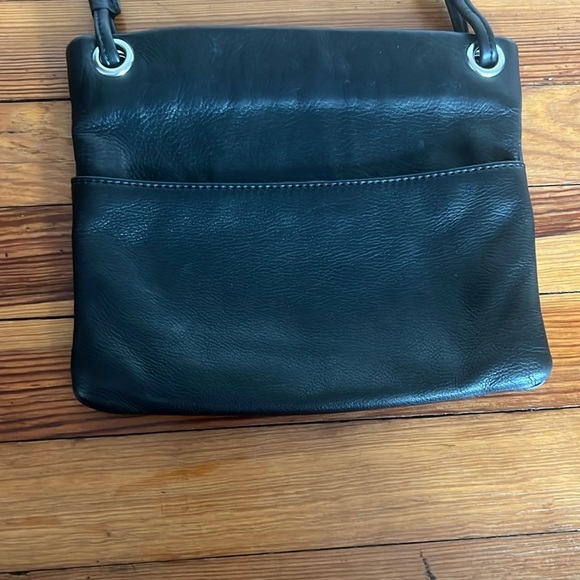 Margot Small Black Leather Minimalist Shoulder/Crossbody Bag with Zip Closure - Picture 7 of 9